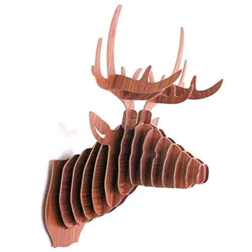 Le comptoir canadien Tête de cerf Naturel en Bois en 3D - Naturel