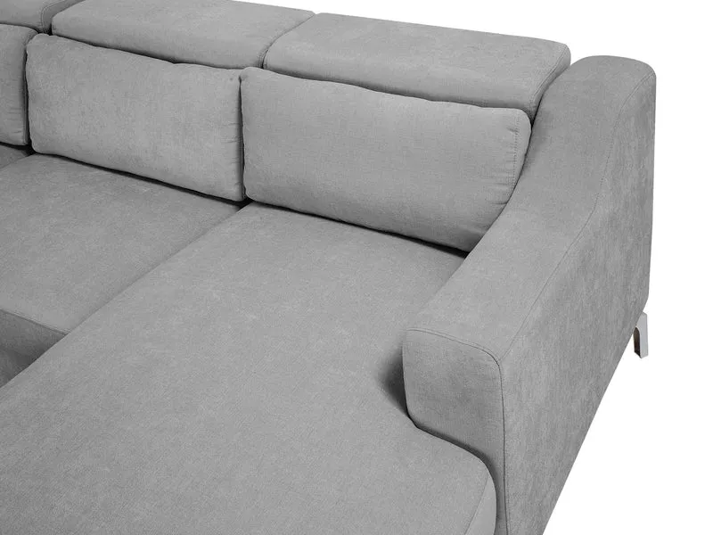 Canapé d'angle en Velours Gris Clair GLOSLI