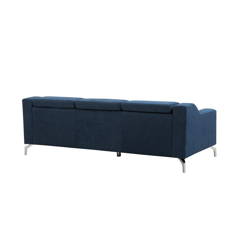 Canapé d'angle en Velours Bleu Marine GLOSLI