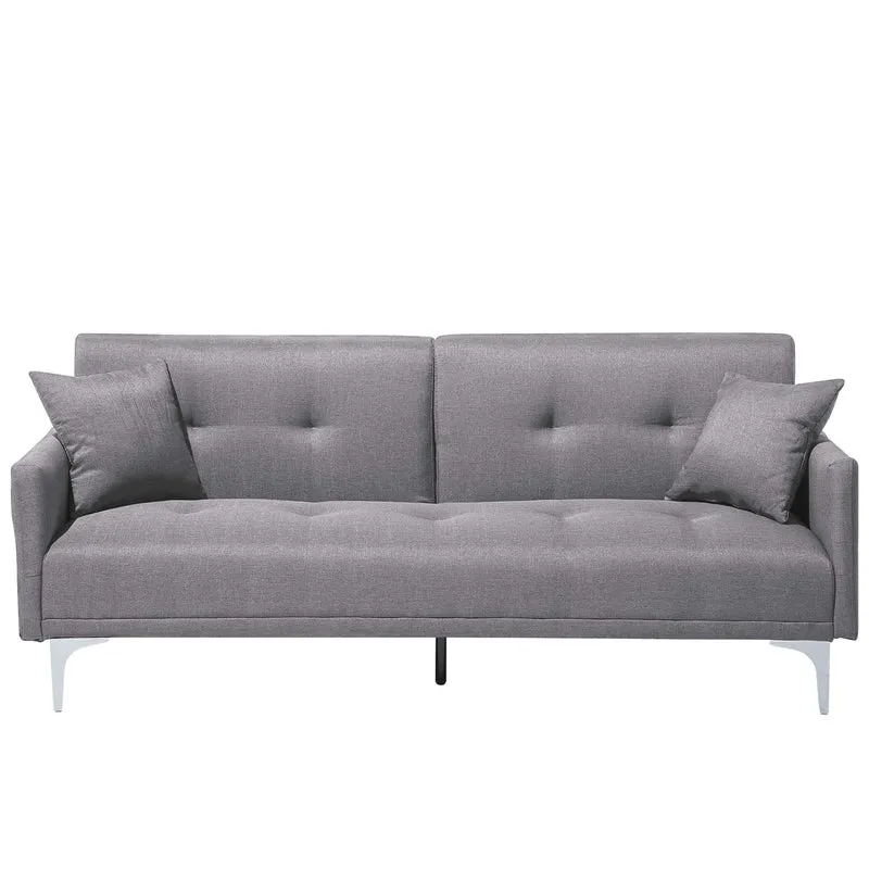 Beliani Canapé Convertible en Tissu Gris LUCAN