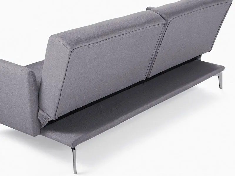 Beliani Canapé Convertible en Tissu Gris LUCAN