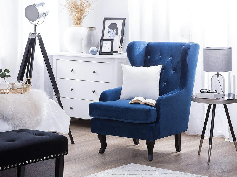 Fauteuil en Velours Bleu foncé Alta
