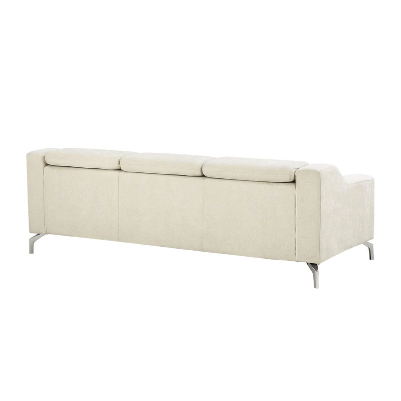 Canapé d'angle en Velours Beige GLOSLI
