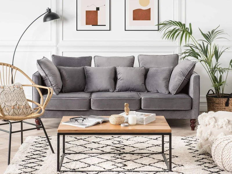 Beliani Canapé en Tissu Gris FENSTAD