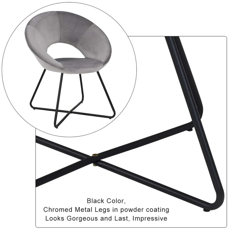 Duhome Chaise Salle à Manger en Tissu (Velours) Gris Chaise de conférence réception sélection de Couleur Design Excellent avec Pieds en Metal 439D