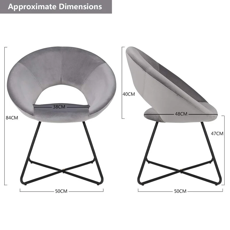 Duhome Chaise Salle à Manger en Tissu (Velours) Gris Chaise de conférence réception sélection de Couleur Design Excellent avec Pieds en Metal 439D