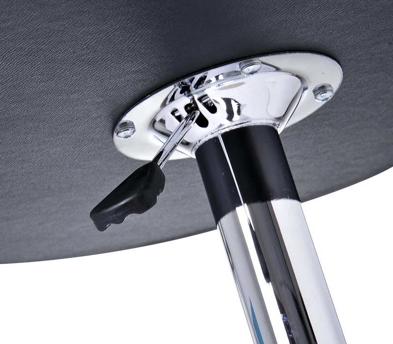 Table de bar table bistrot chic style contemporain table ronde hauteur réglable 67-93 cm Ø 63 cm métal chromé PVC noir