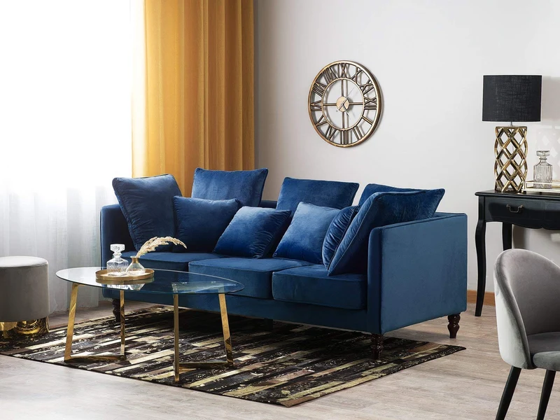 Beliani Canapé en Tissu Bleu Marine FENSTAD