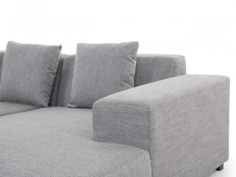 Canapé d'angle - canapé en Tissu Gris Clair - Lungo (G)