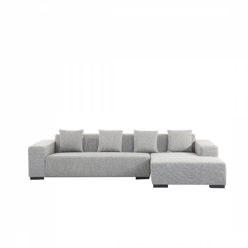 Canapé d'angle - canapé en Tissu Gris Clair - Lungo (G)