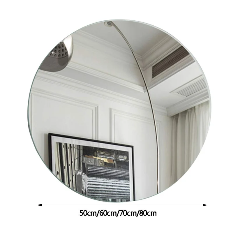 Miroir mural Miroir de Salle de Bains Rond, sans Cadre, Miroir de Maquillage de Miroir de Maquillage de Style européen pour la Maison, Miroir de Maquillage (50cm / 60cm / 70cm / 80cm)