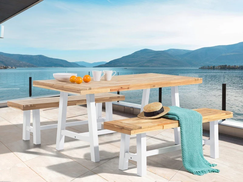 Beliani Table en Bois Pieds Blancs Scania