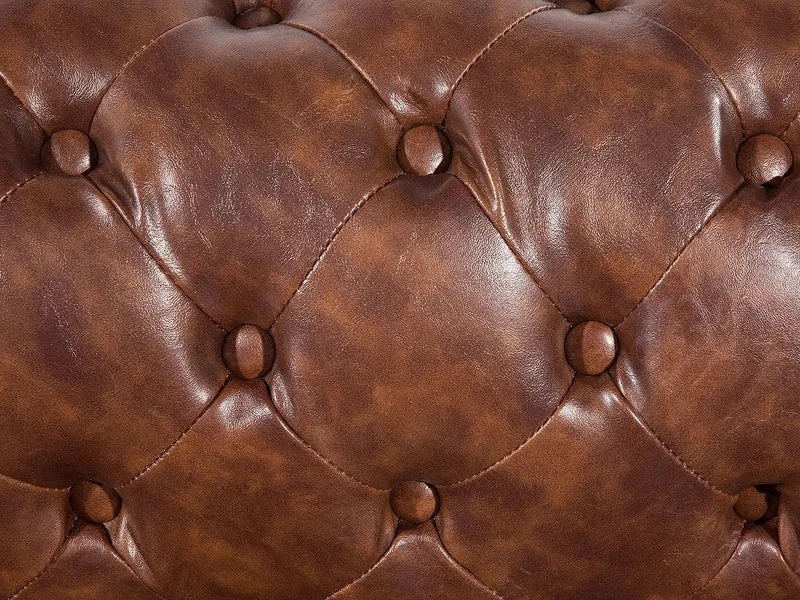 Canapé 2 à 3 Places en Simili Cuir Marron Vintage Chesterfield