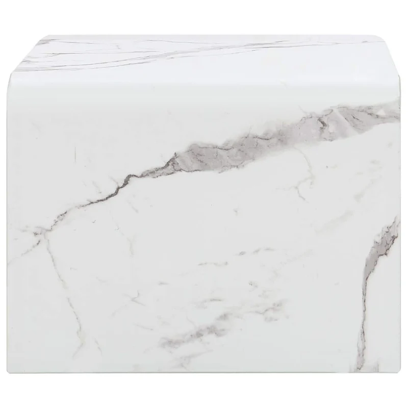 Tidyard Table Basse en Verre Trempé avec Un Aspect de Marbre Unique Style Moderne Blanc 50 x 50 x 45 cm