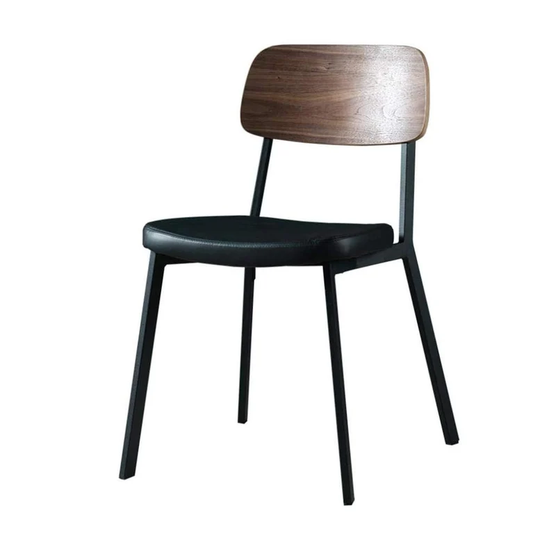 Natiya Chaise de Salle à Manger en Cuir avec Dossier en Bois