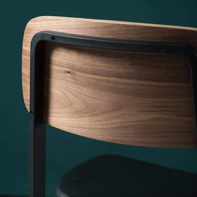 Natiya Chaise de Salle à Manger en Cuir avec Dossier en Bois