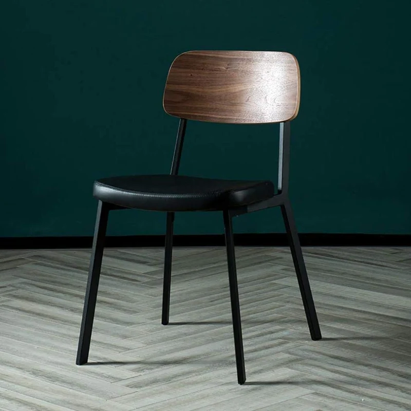 Natiya Chaise de Salle à Manger en Cuir avec Dossier en Bois