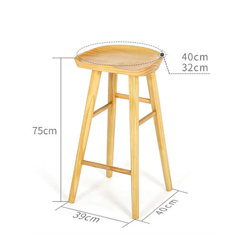 DJ Tabouret de Bar Chaise de Salle à Manger en Bois composée de 2 pièces, siège Ergonomique avec Tapis antidérapant pour Repose-Pieds - Balcon du comptoir du café, Couleur Bois (39 * 40 * 75cm)