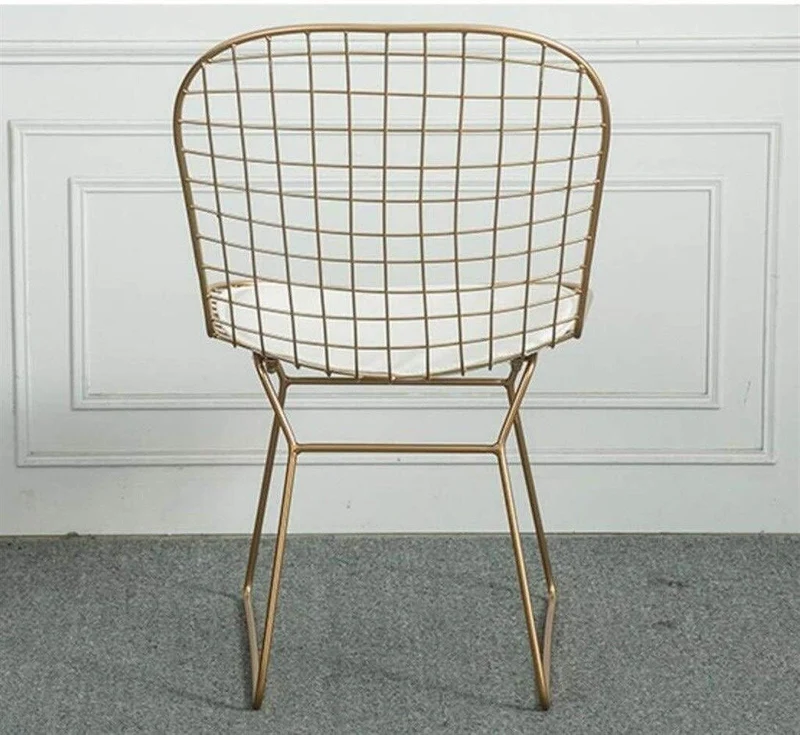 A NGDING Tabouret Nordic Ajourées Grillage Creative Chaise Dossier Fer Forgé Dossier Simple Casual Chaise Ordinateur Banquet Salle Makeup Hôtel Tabouret Simple Banc Métal Siège 81cm * 53cm