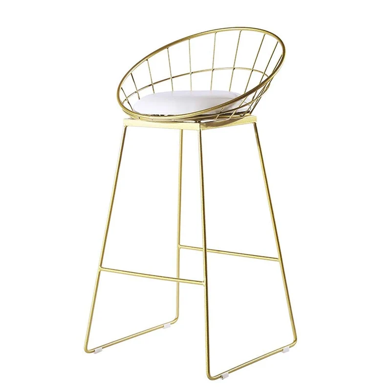 YLCJ Tabouret de Bar Nordique Chaise de Bar en Fer forgé Chaise de Salle à Manger avec Tabouret Haut doré, Chaise de Bar Creuse en Fil de Fer Max. Charge 200kg