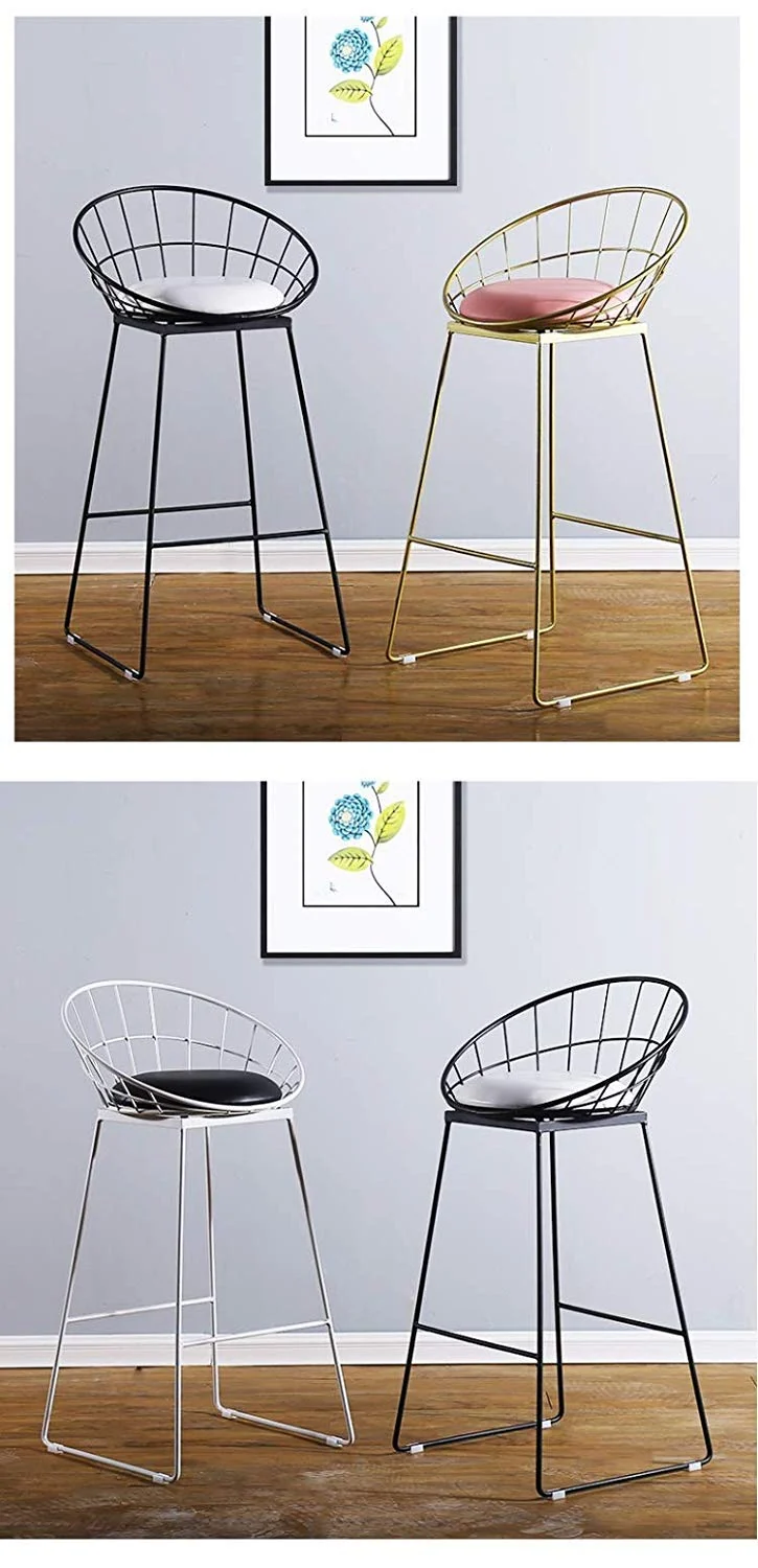 YLCJ Tabouret de Bar Nordique Chaise de Bar en Fer forgé Chaise de Salle à Manger avec Tabouret Haut doré, Chaise de Bar Creuse en Fil de Fer Max. Charge 200kg