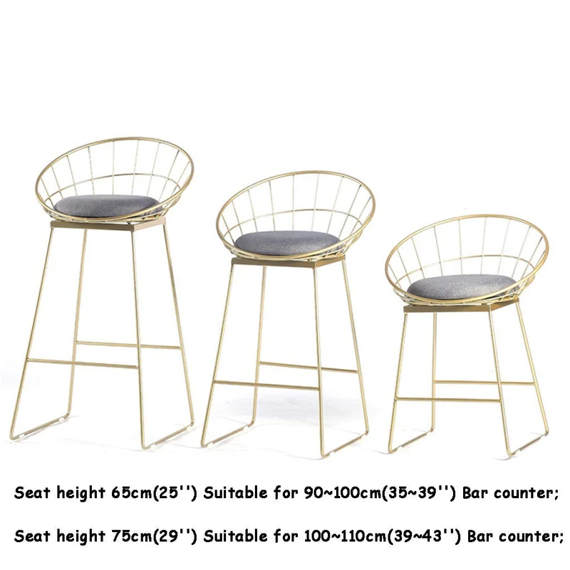YLCJ Tabouret de Bar Nordique Chaise de Bar en Fer forgé Chaise de Salle à Manger avec Tabouret Haut doré, Chaise de Bar Creuse en Fil de Fer Max. Charge 200kg