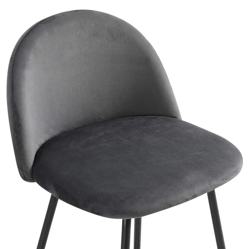 WOLTU 2 Tabourets de Bar Design avec Velours Assise,Tabouret de Cuisine Structure en métal,Gris BH192gr-2