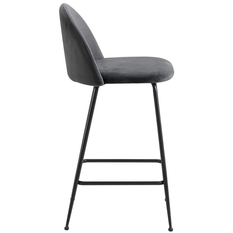 WOLTU 2 Tabourets de Bar Design avec Velours Assise,Tabouret de Cuisine Structure en métal,Gris BH192gr-2