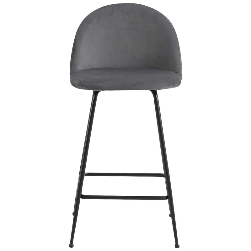 WOLTU 2 Tabourets de Bar Design avec Velours Assise,Tabouret de Cuisine Structure en métal,Gris BH192gr-2