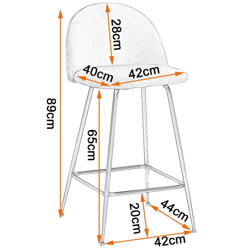 WOLTU 2 Tabourets de Bar Design avec Velours Assise,Tabouret de Cuisine Structure en métal,Gris BH192gr-2