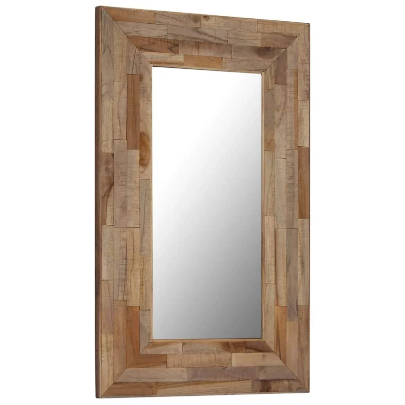 Tidyard Miroir Murale | Miroir Salle de Bain | Miroir Bois Rectangulaire Teck Recyclé 50 x 80 cm