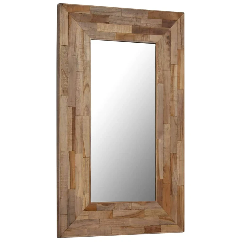 Tidyard Miroir Murale | Miroir Salle de Bain | Miroir Bois Rectangulaire Teck Recyclé 50 x 80 cm