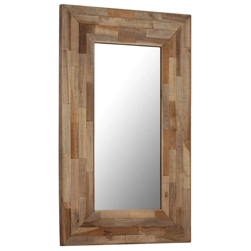 Tidyard Miroir Murale | Miroir Salle de Bain | Miroir Bois Rectangulaire Teck Recyclé 50 x 80 cm