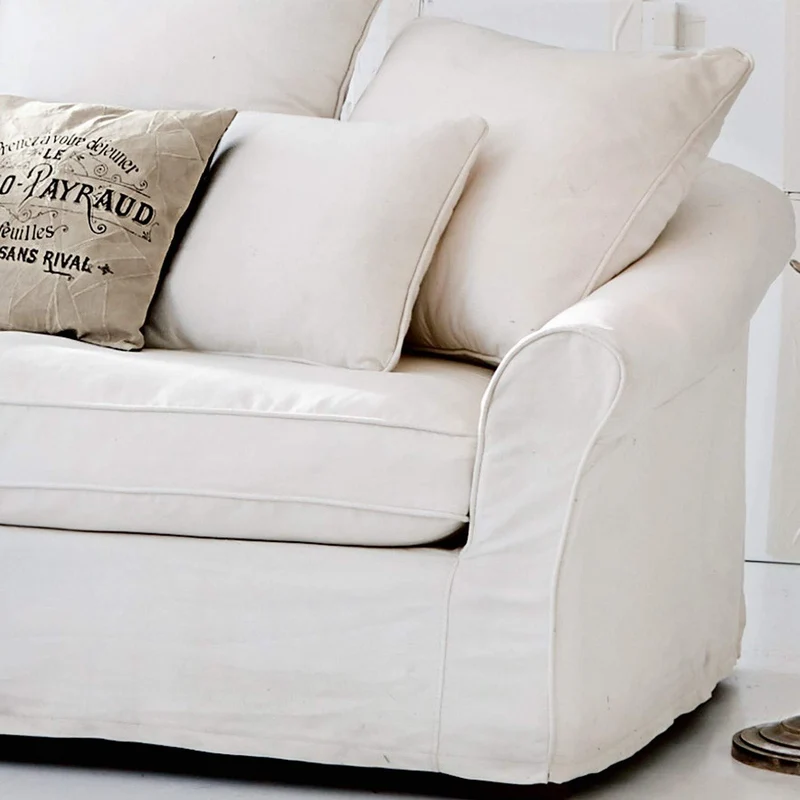 Loberon Canapé Long Beach - pin - H/L/P env. 87/204 / 99 cm - crème