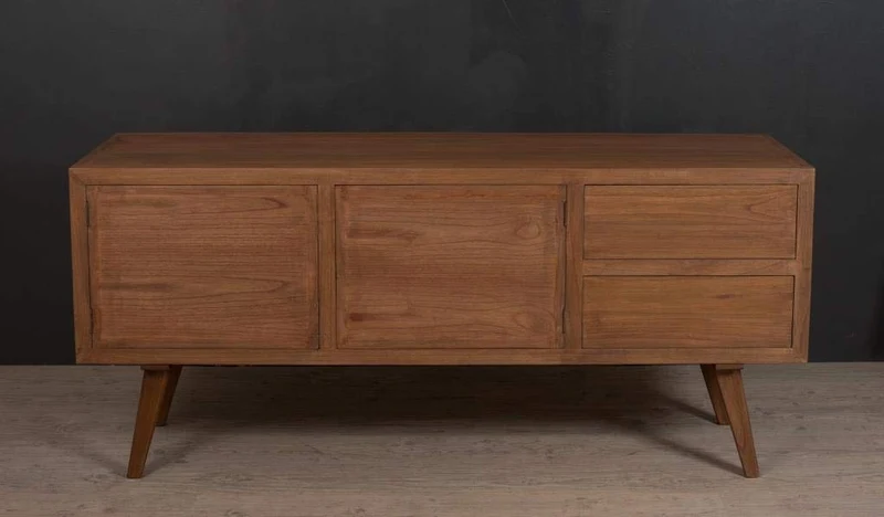 Macabane Buffet 2 Portes 2 tiroirs, Bois, Cannelle, 180 x 50 x 84 cm