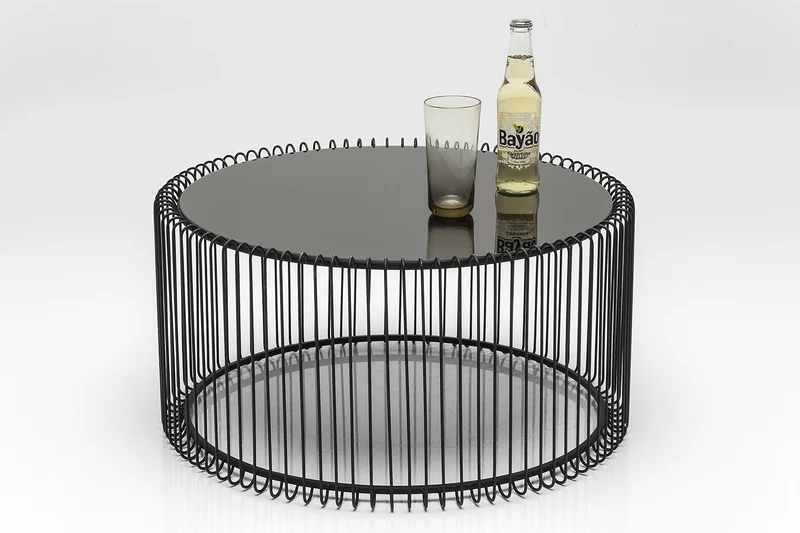 Lot de 2 Tables Basses Rondes en Verre Moderne