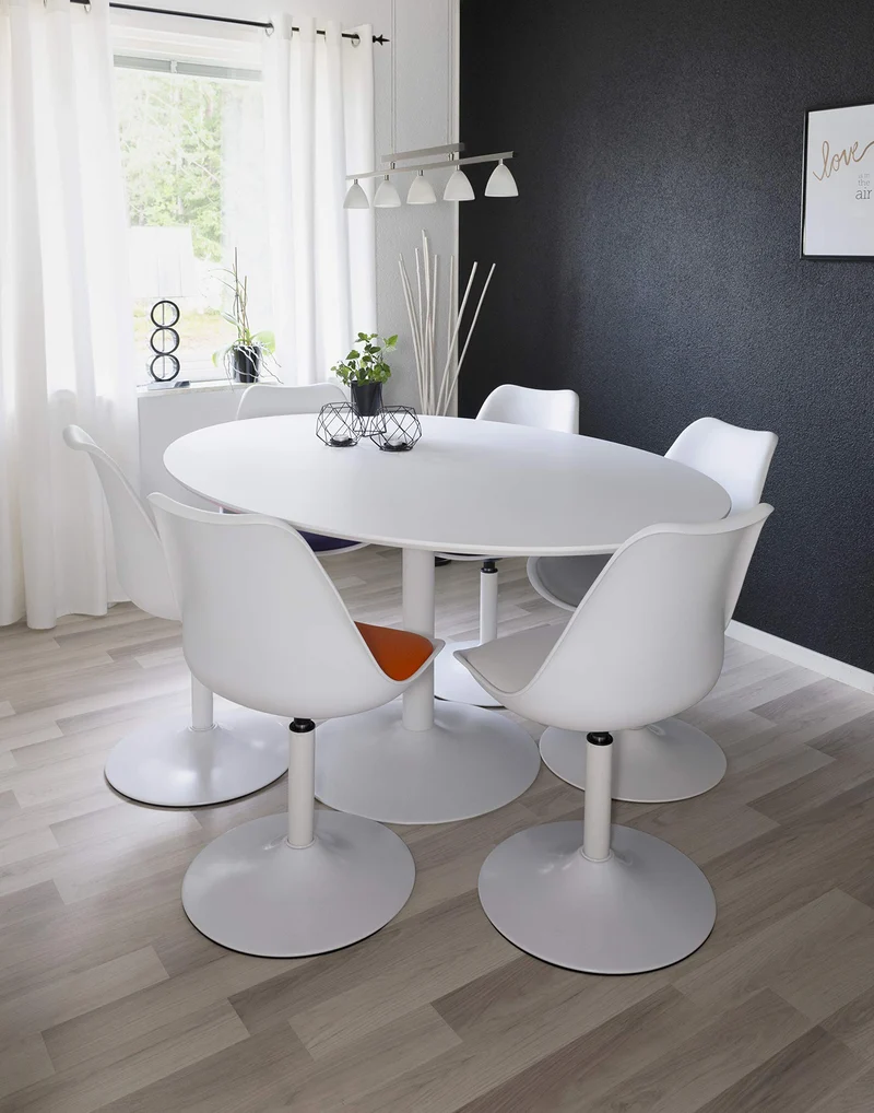 Tenzo 3211-910 Taco Designer Table Salle à Manger Ovale, Blanc, MDF, H 74 x 160 x 110 cm (HxLxP)