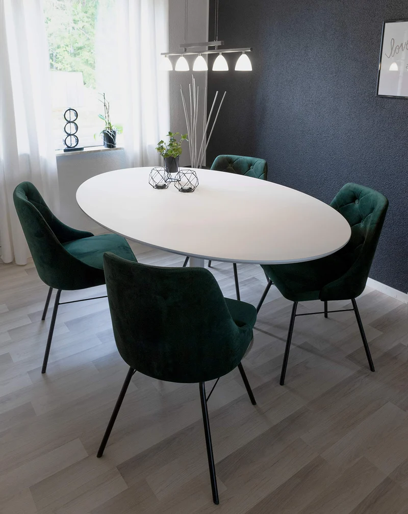 Tenzo 3211-910 Taco Designer Table Salle à Manger Ovale, Blanc, MDF, H 74 x 160 x 110 cm (HxLxP)