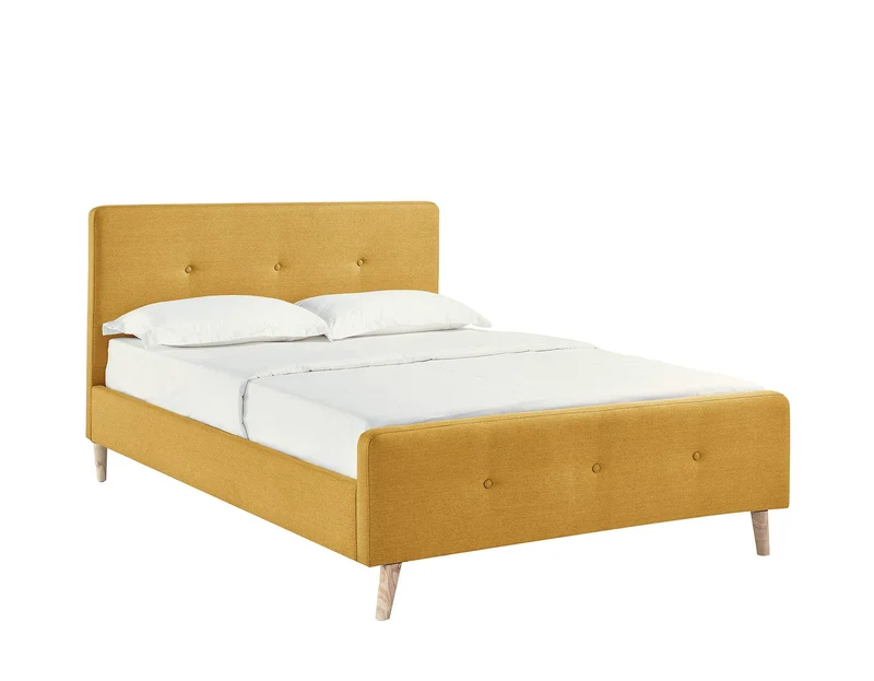 Mobilier Deco Lit scandinave en Tissu Jaune avec sommier140 x 190 cm ZIKO