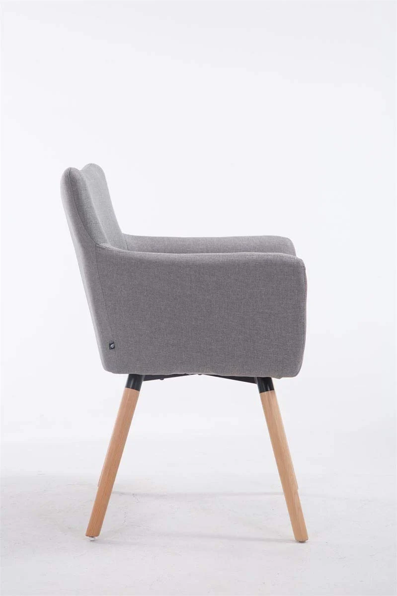 CLP Chaise De Salle A Manger Antwerpen en Tissu I Chaise Design Retro Scandianve Dossier Et Accoudoirs I Fauteuil De Salon Confortable Gris, Piètement: Nature