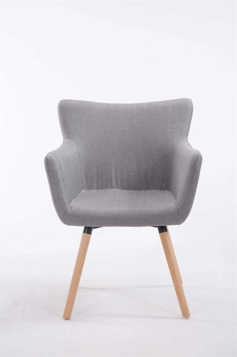 CLP Chaise De Salle A Manger Antwerpen en Tissu I Chaise Design Retro Scandianve Dossier Et Accoudoirs I Fauteuil De Salon Confortable Gris, Piètement: Nature