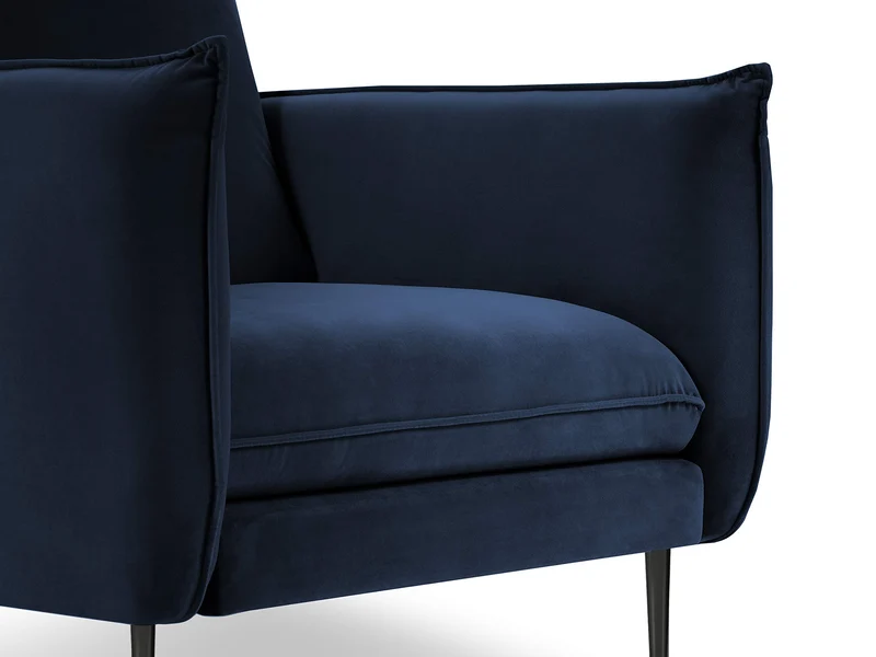 Milo Casa Fauteuil Velours, Mateo, 1 Place, Bleu Roi, 95x95x97