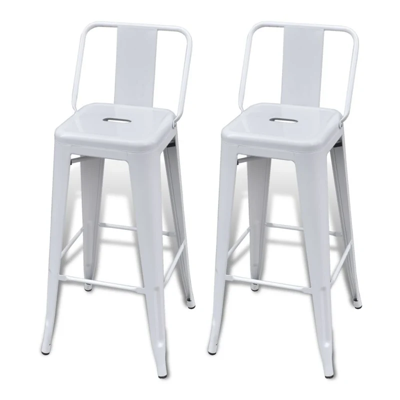 vidaXL 2 Tabourets de Bar Hauts Blanc Chaise de Bar Haute Tabourets Bar Mobilier de Bar