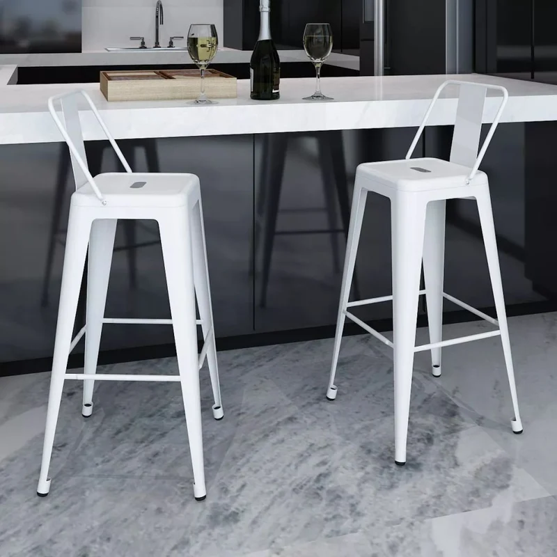 vidaXL 2 Tabourets de Bar Hauts Blanc Chaise de Bar Haute Tabourets Bar Mobilier de Bar