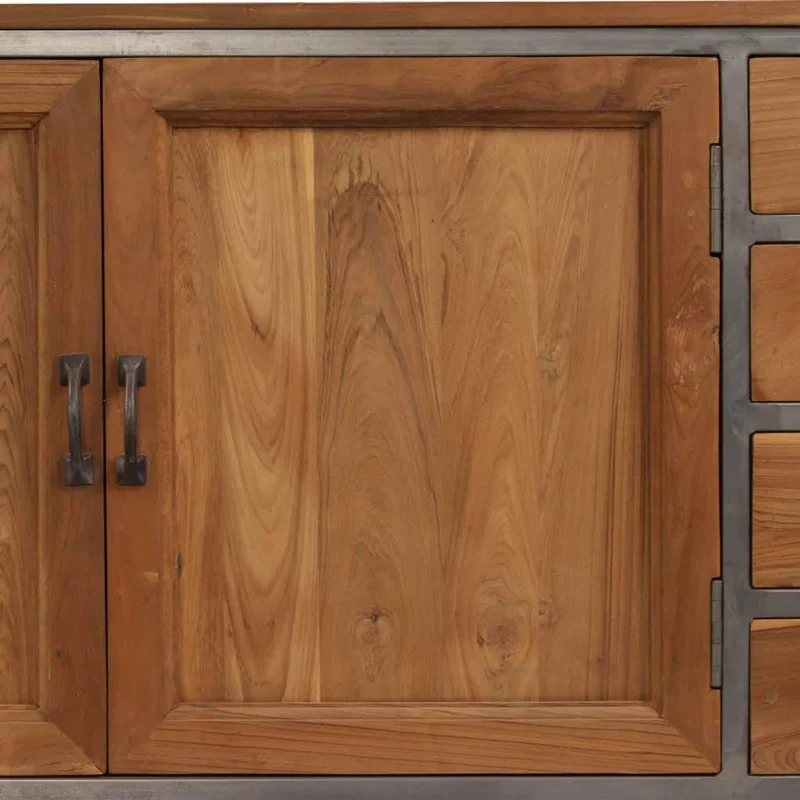 vidaXL Buffet Teck Recyclé et Acier Vaisselier Bahut Commode Rangement