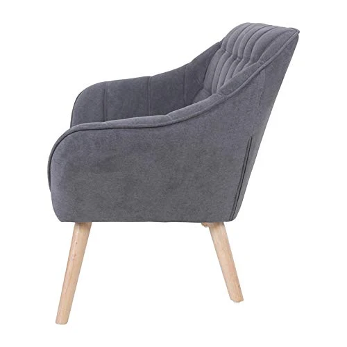 Zons OSLO Canapé en suédine gris, Bois, Anthracite, 1