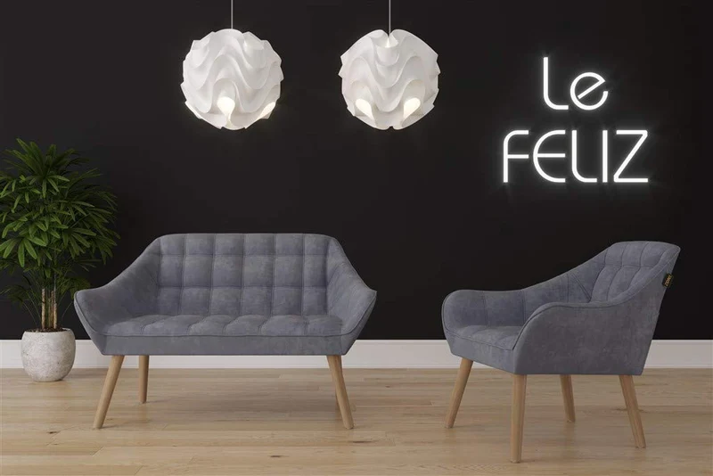 Zons OSLO Canapé en suédine gris, Bois, Anthracite, 1