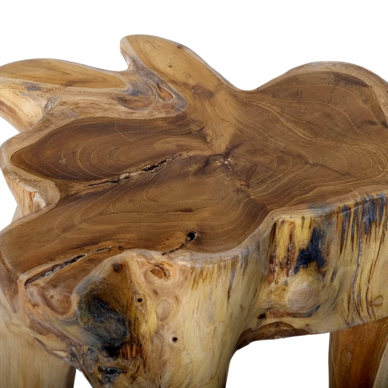 Brillibrum Racine Table en Teck - Table en Un Seul Morceau - Très Massif et Un Absolu Unique - Fleur de Fleurs Tabouret Tabouret Table Basse - Une Idée de Cadeau Bois Bois Massif