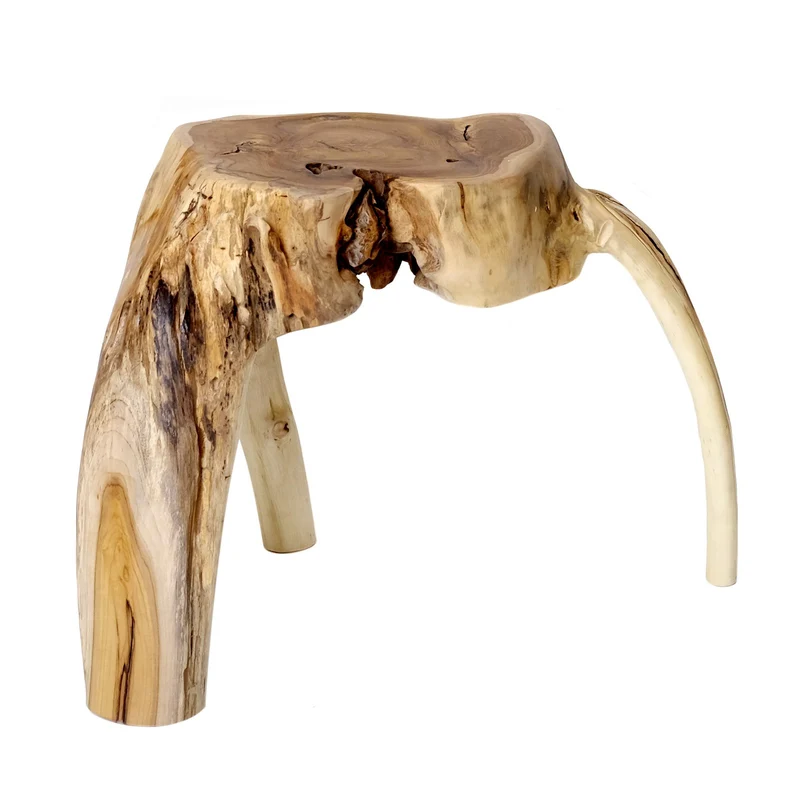 Brillibrum Racine Table en Teck - Table en Un Seul Morceau - Très Massif et Un Absolu Unique - Fleur de Fleurs Tabouret Tabouret Table Basse - Une Idée de Cadeau Bois Bois Massif