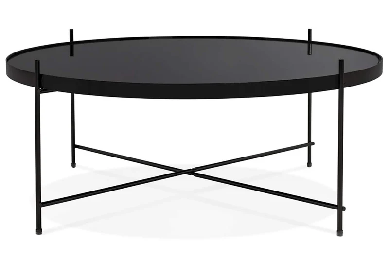 PEGANE Table Basse Simple en métal et Verre trempé Coloris Noir - 83 x 83 x H.35 cm